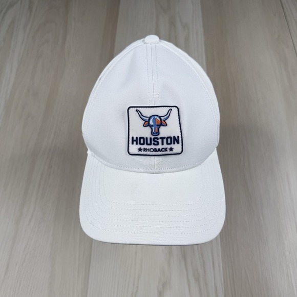 Rhoback Other - Rhoback Performance Strapback Hat White Houston Texas Logo Golf Cap